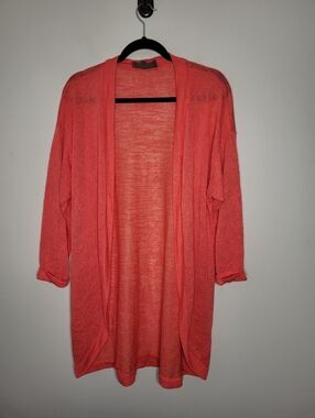 Anthropologie Sunday In Brooklyn Coral Longline Open Front Cardigan Size M Light